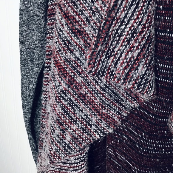 Lucky Brand gray wool blend open cascading sweater size Large - Picture 5 of 14